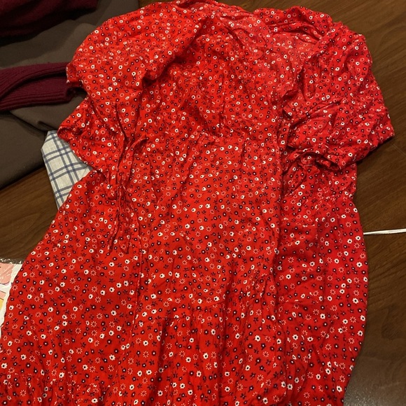 Auguste the label / Daphne crop sleeve wrap floral Mini Dress Red Sz 2 - Picture 4 of 6